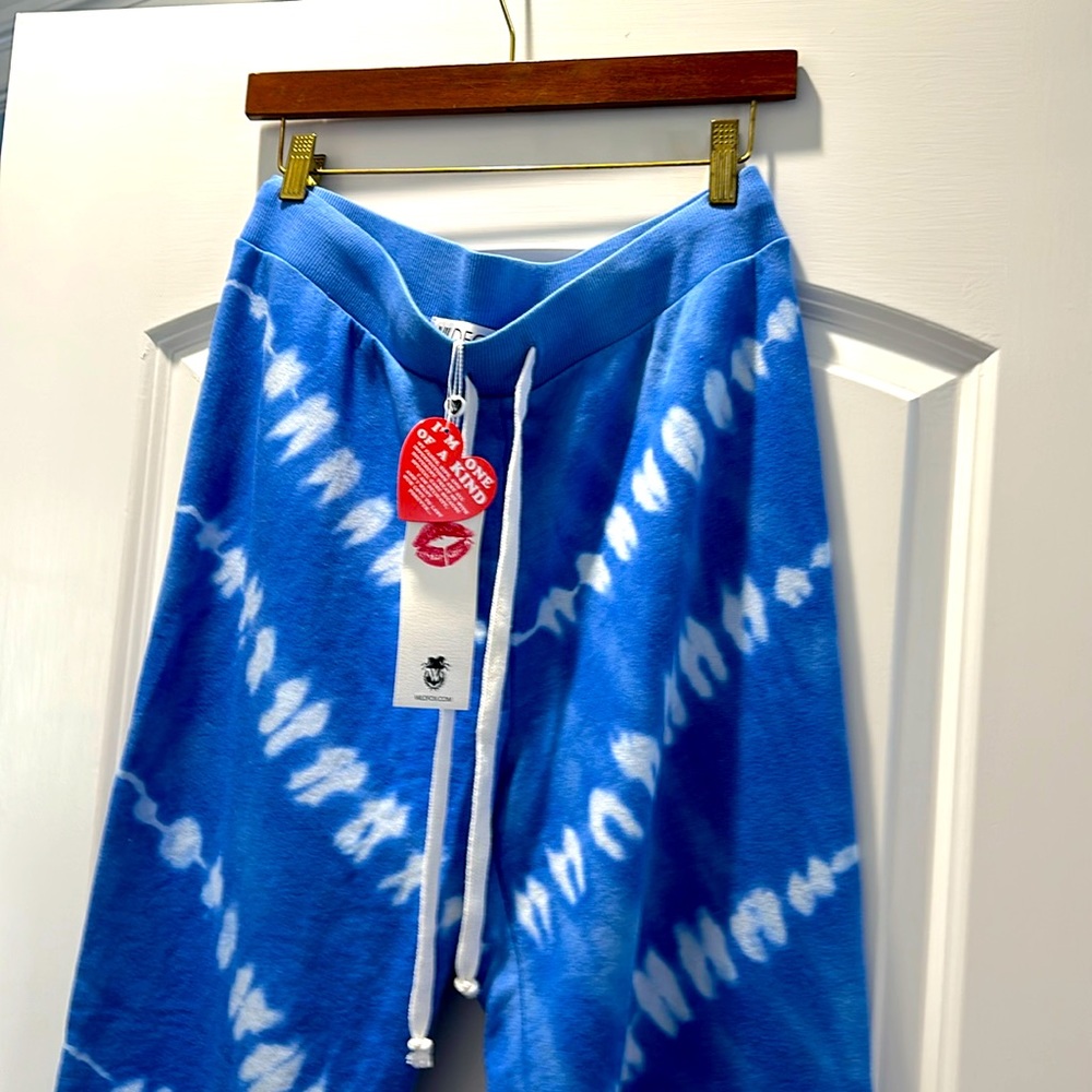 NWT Wildfox Jack Jogger Sweatpants in Blue Tie Dye